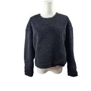 Lululemon Black Wool Whenever Crew Sherpa Fleece Pullover Womens 6